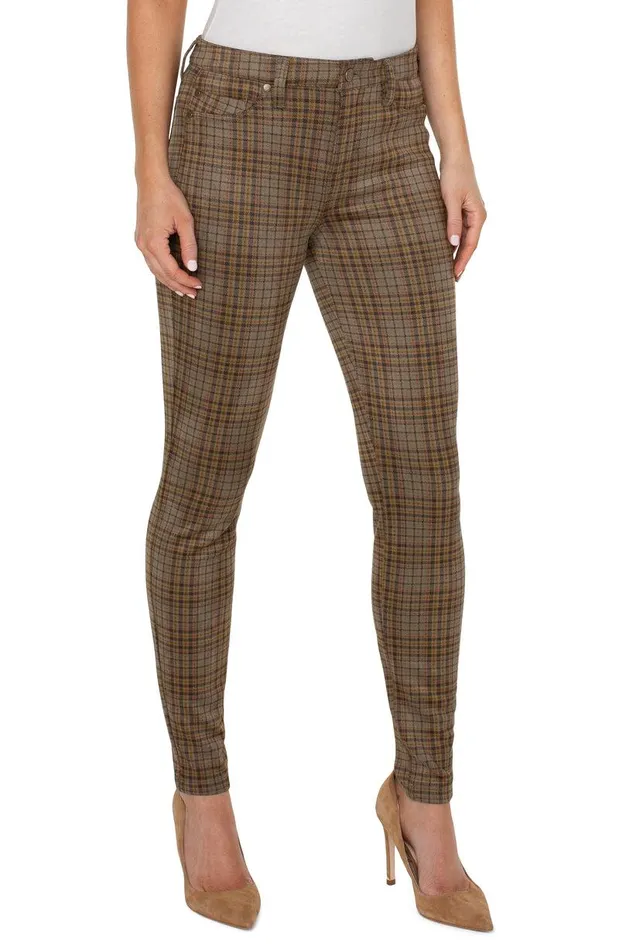 Liverpool Los Angeles MADONNA LEGGING Sage Gray Tartan Women KNIT LEGGINGS