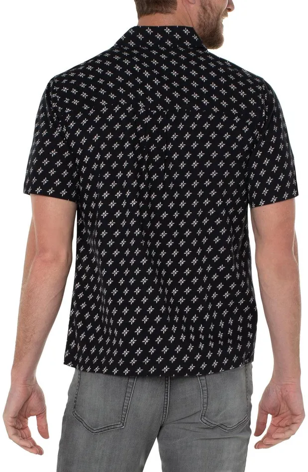 Liverpool Los Angeles PRINTED SHORT SLEEVE SHIRT Black Porcelain Men BUTTON DOWNS