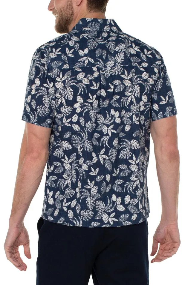 Liverpool Los Angeles PRINTED SHORT SLEEVE SHIRT Blue Porcelain Men BUTTON DOWNS
