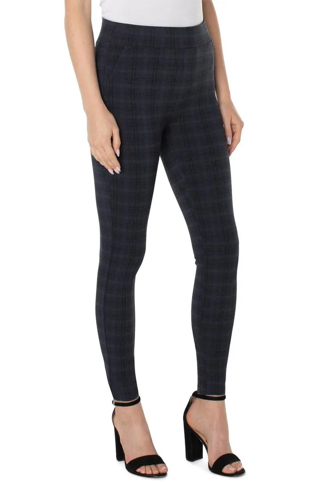 Liverpool Los Angeles PULLON LEGGING Night Sky Blue Plaid Women KNIT PULLONS