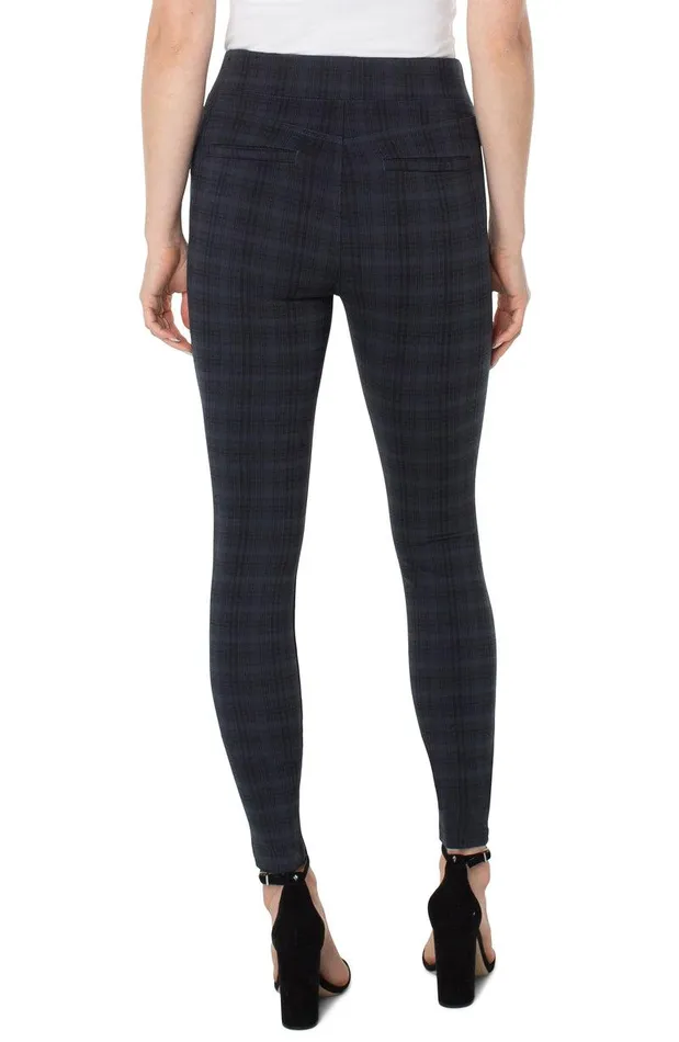 Liverpool Los Angeles PULLON LEGGING Night Sky Blue Plaid Women KNIT PULLONS