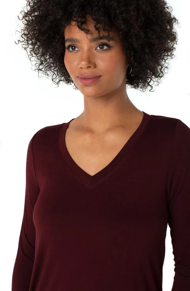 Liverpool Los Angeles VNECK 34 SLEEVE TOP Plum Diva Women TSHIRTS