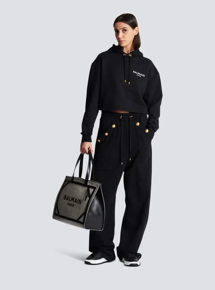 Loosefitting Buttoned Joggers Black Women Balmain Trousers And Shorts