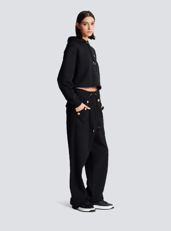 Loosefitting Buttoned Joggers Black Women Balmain Trousers And Shorts