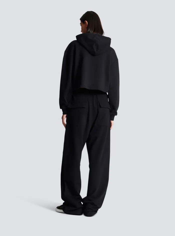 Loosefitting Buttoned Joggers Black Women Balmain Trousers And Shorts