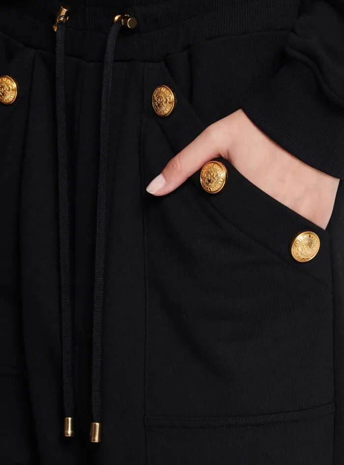 Loosefitting Buttoned Joggers Black Women Balmain Trousers And Shorts
