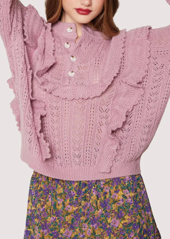Maddy Ruffle Polo Top Dustymauve Women Lost Wander Tops