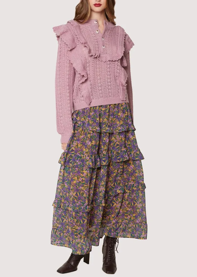 Maddy Ruffle Polo Top Dustymauve Women Lost Wander Tops