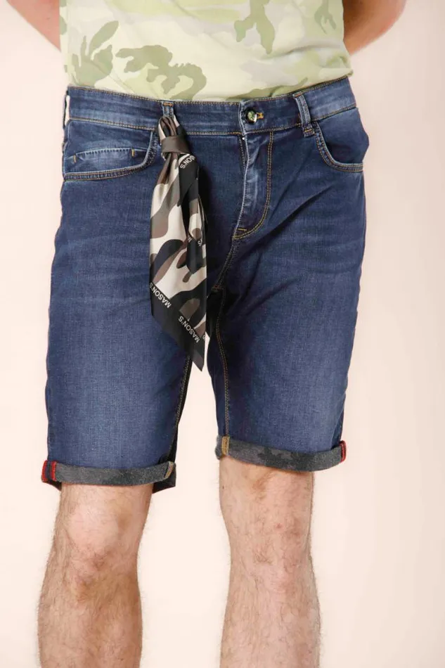 Man 5T Harris Bermuda In Denim With Camouflage Details Slim Mason039s Bermuda