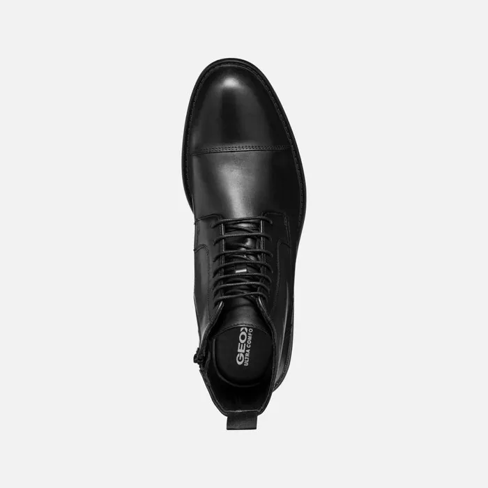 Man Geox Ankle Boots WALK PLEASURE MAN Black Ankle Boots With Laces Black