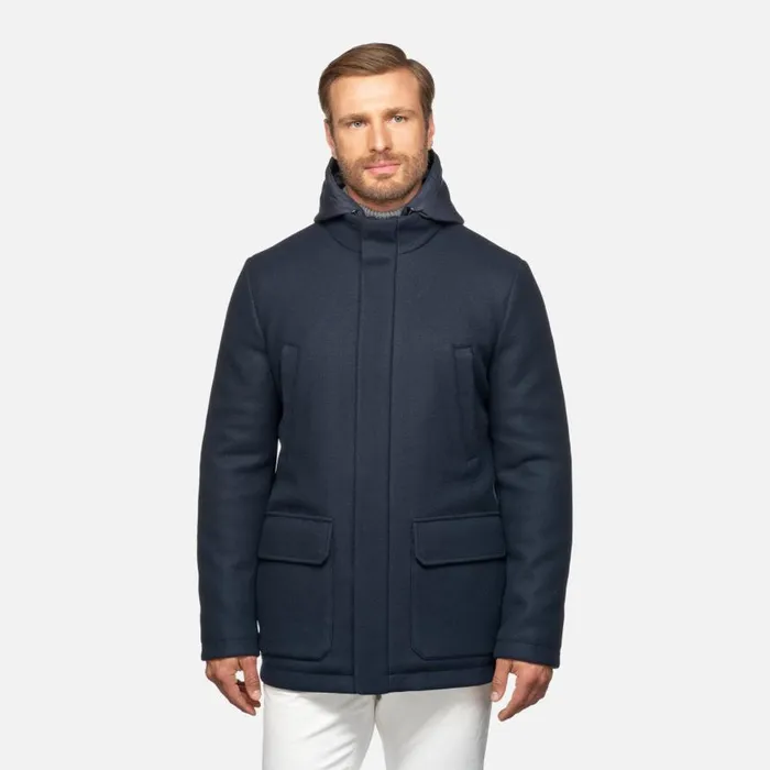 Man Geox Down Jackets MONREALE MAN Sky Captain Short Coat Sky Captain