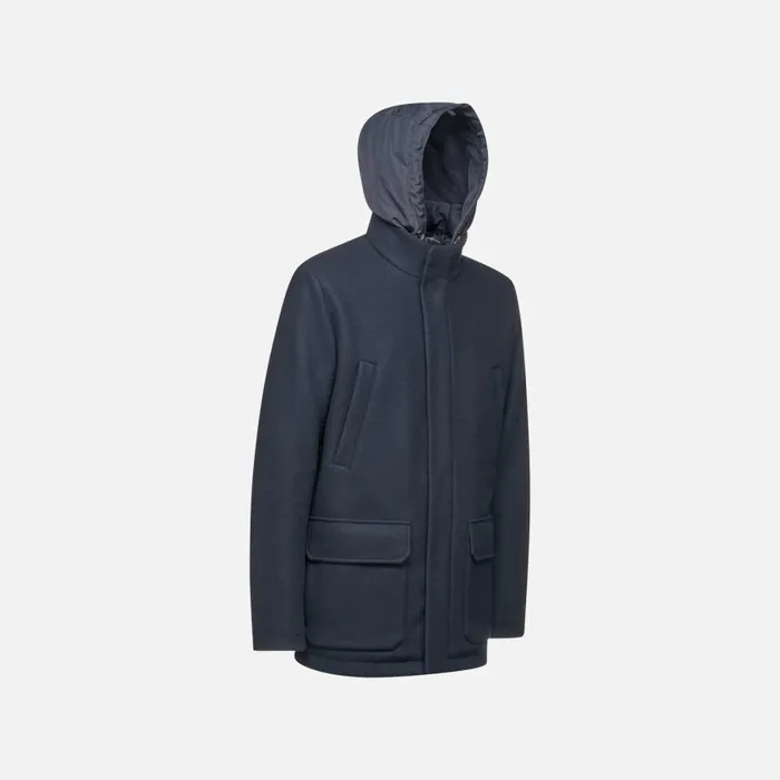 Man Geox Down Jackets MONREALE MAN Sky Captain Short Coat Sky Captain