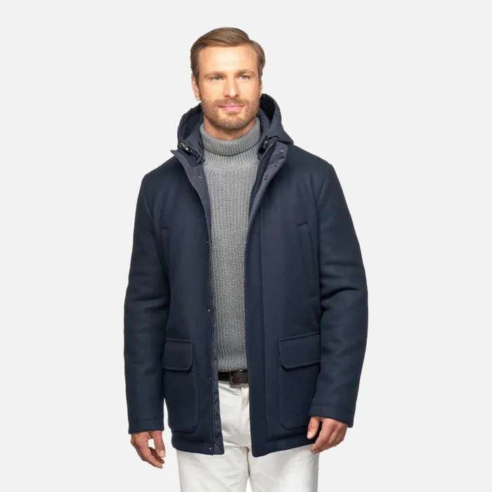 Man Geox Down Jackets MONREALE MAN Sky Captain Short Coat Sky Captain