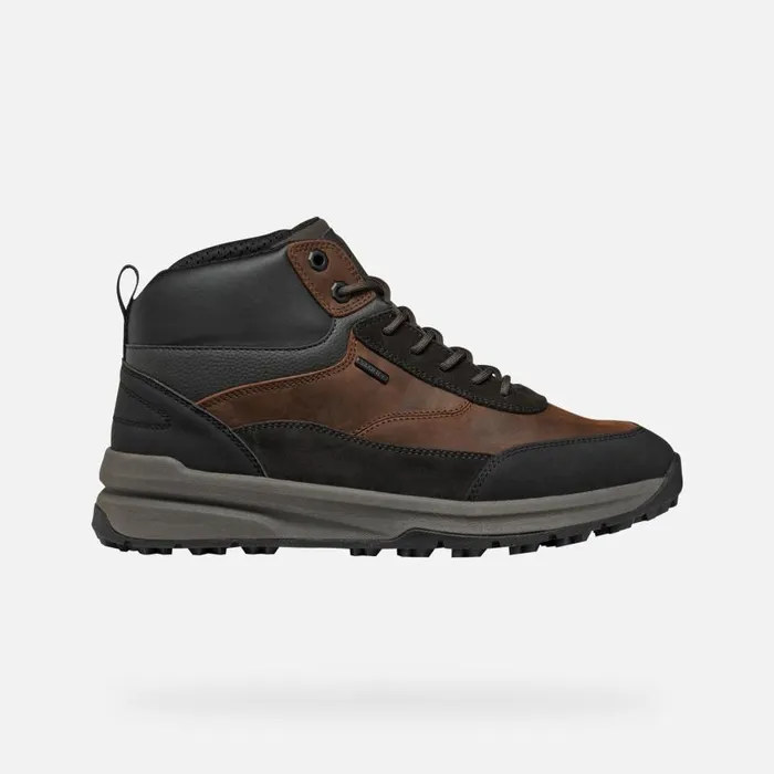 Man Geox Sneakers STERRATRAIL GRIP ABX MAN Dark Coffee Waterproof Trainers Dark Coffee