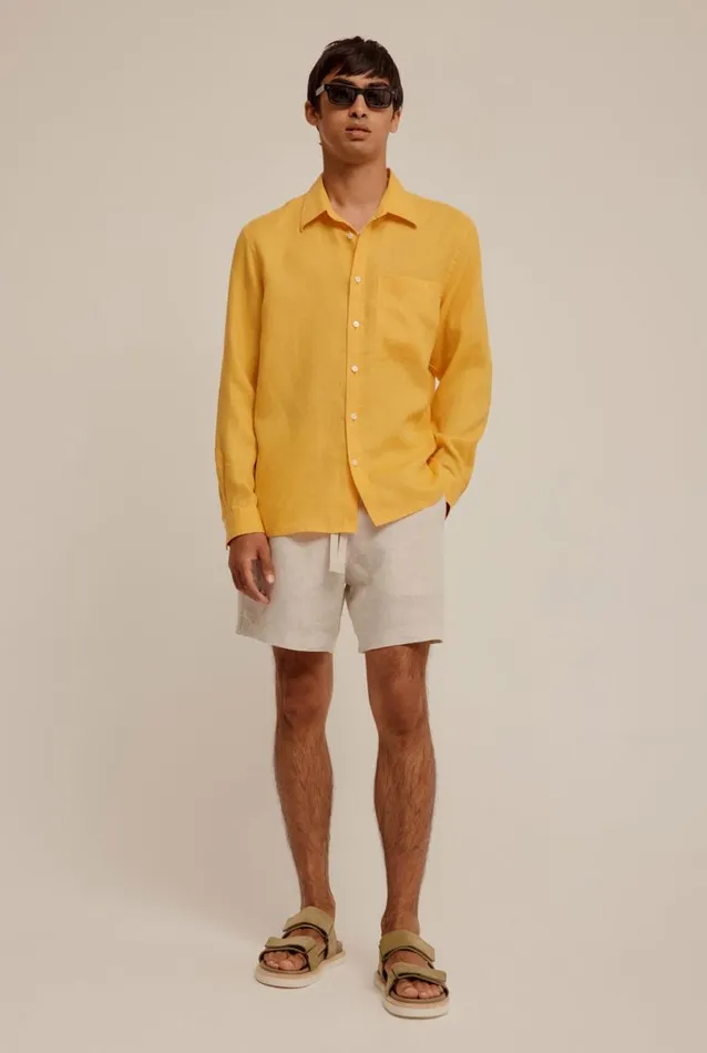 Man Venroy Shirts Long Sleeve Relaxed Linen Shirt