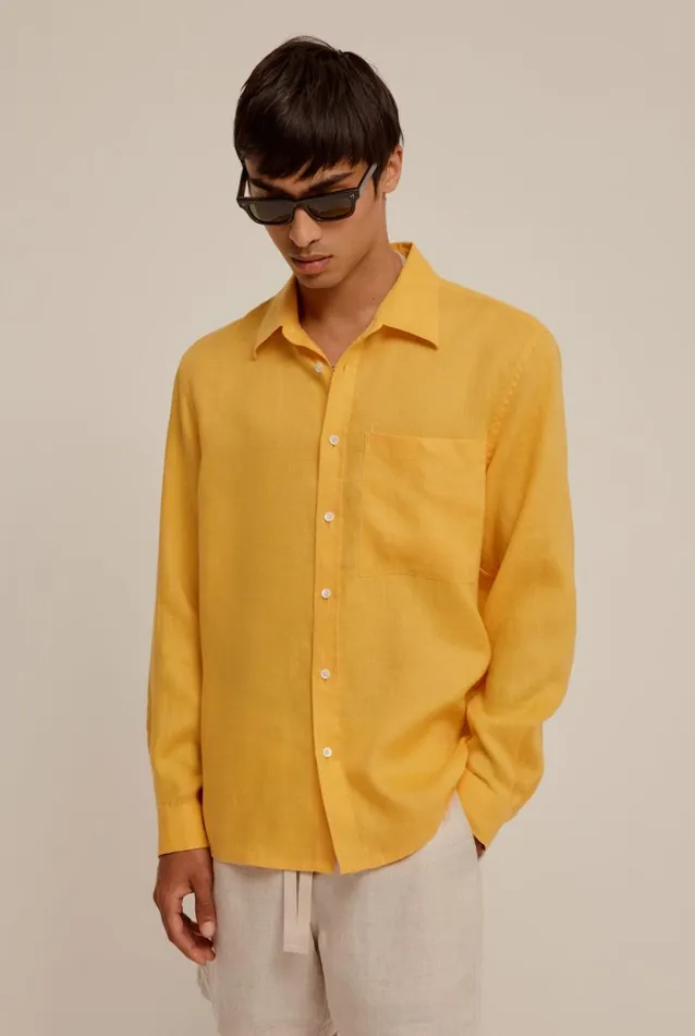 Man Venroy Shirts Long Sleeve Relaxed Linen Shirt