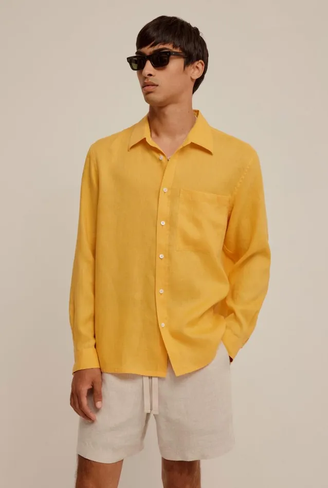 Man Venroy Shirts Long Sleeve Relaxed Linen Shirt