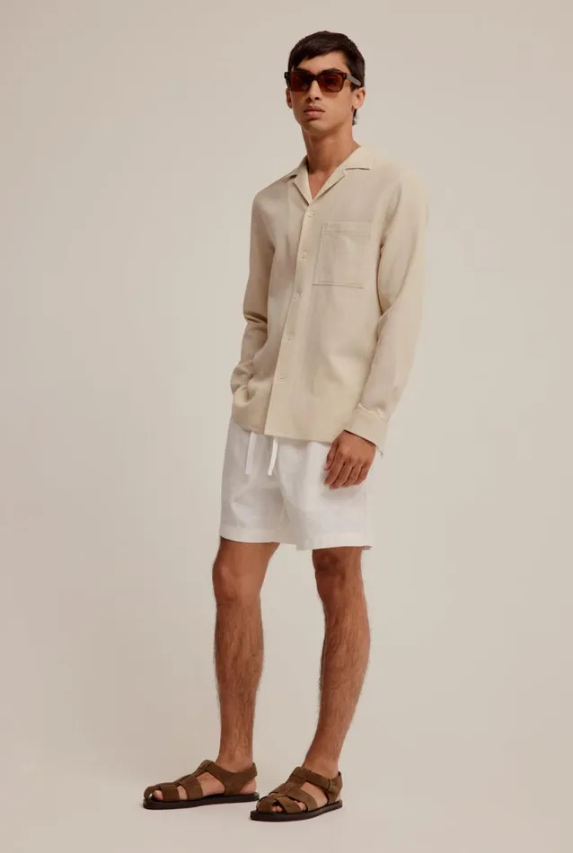 Man Venroy Shirts Long Sleeve Waffle Camp Collar Shirt