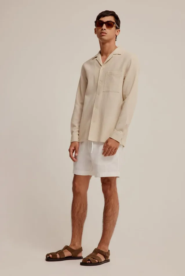 Man Venroy Shirts Long Sleeve Waffle Camp Collar Shirt