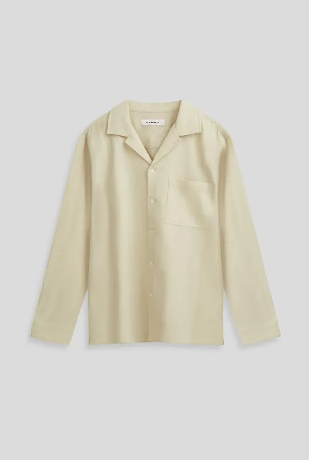 Man Venroy Shirts Long Sleeve Waffle Camp Collar Shirt