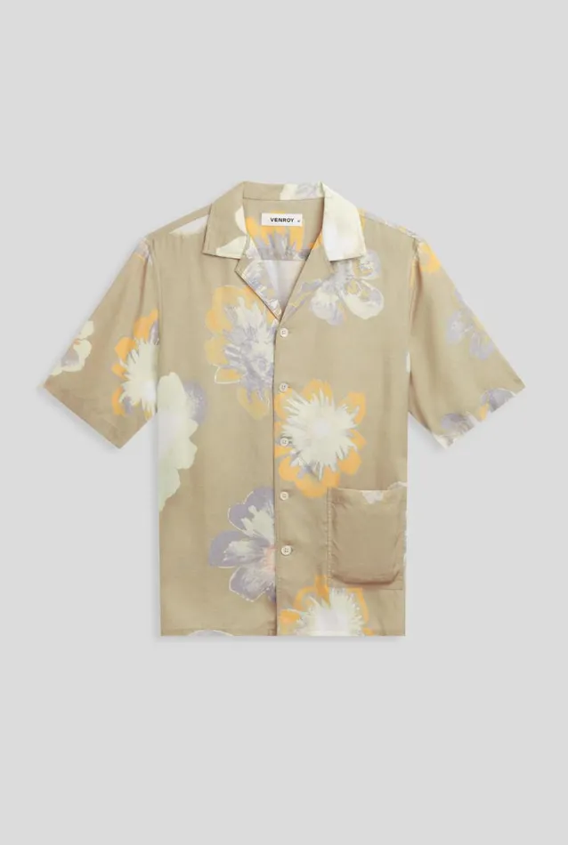 Man Venroy Shirts Low Pocket Relaxed Camp Collar Shirt