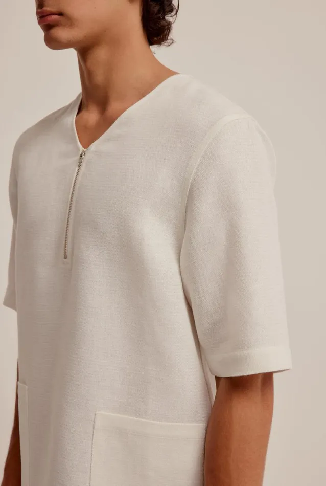 Man Venroy Shirts Relaxed Cotton Linen Zip Top