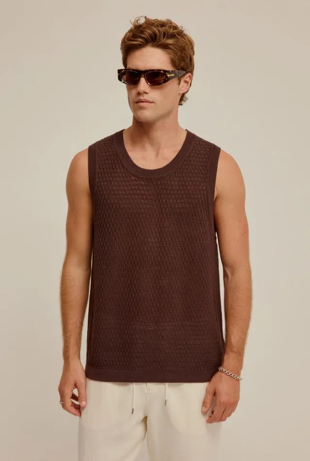 Man Venroy Tanks Crochet Border Tank