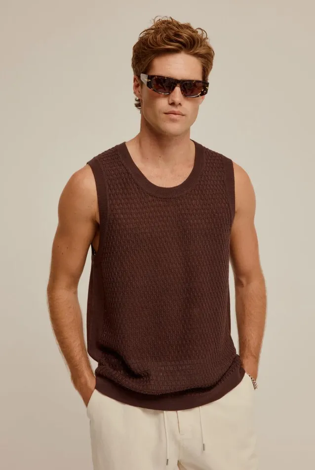 Man Venroy Tanks Crochet Border Tank
