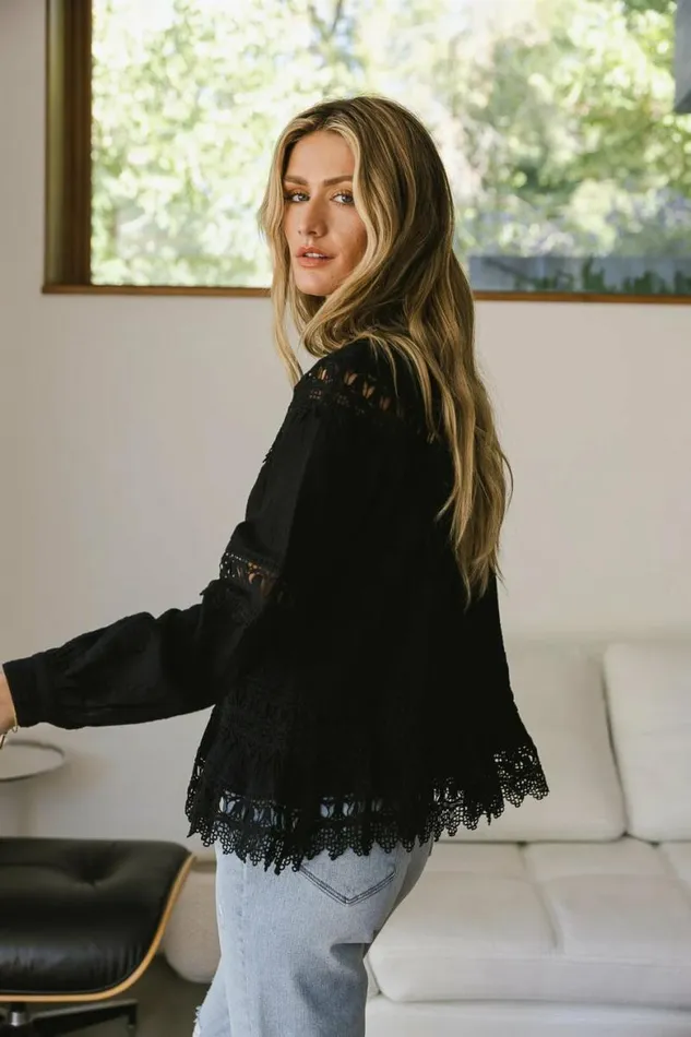 Marlowe Lace Top In Black 8211 FINAL SALE Black Women Bohme Tops