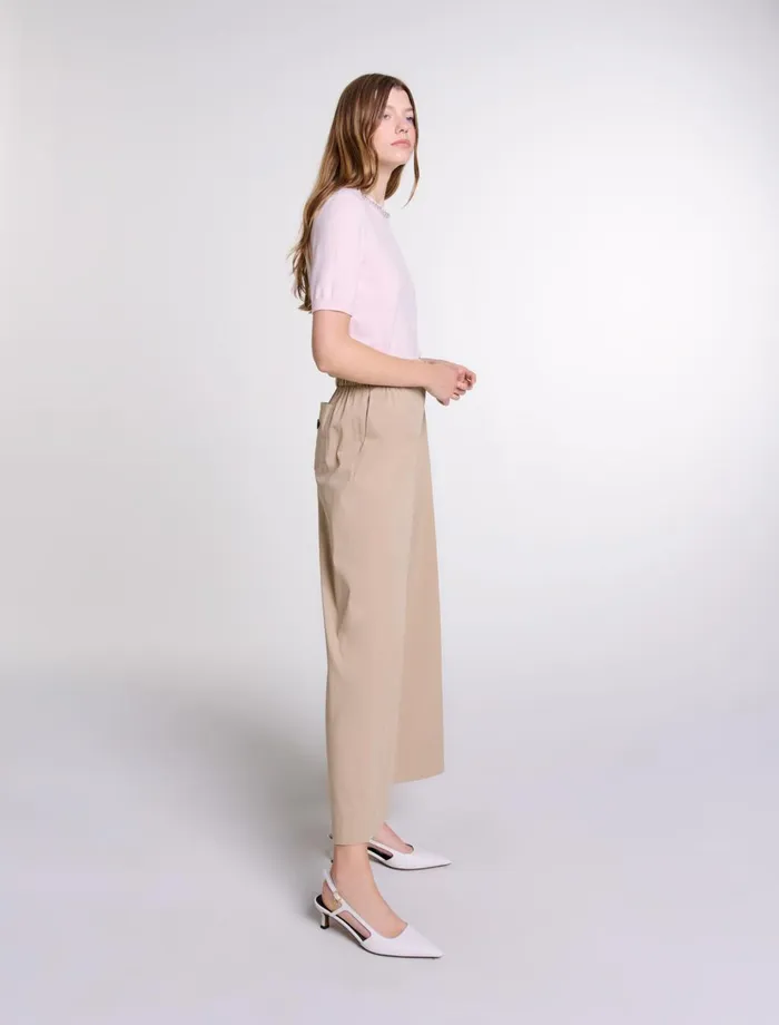 Matching Sets Women Maje WideLeg Cotton Trousers Light Beige