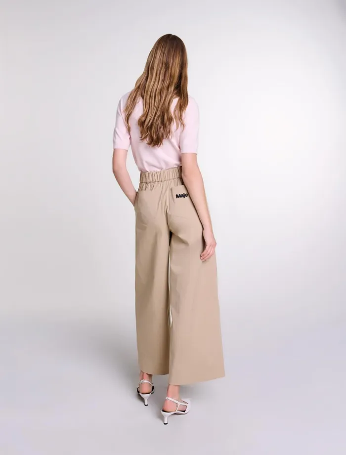 Matching Sets Women Maje WideLeg Cotton Trousers Light Beige
