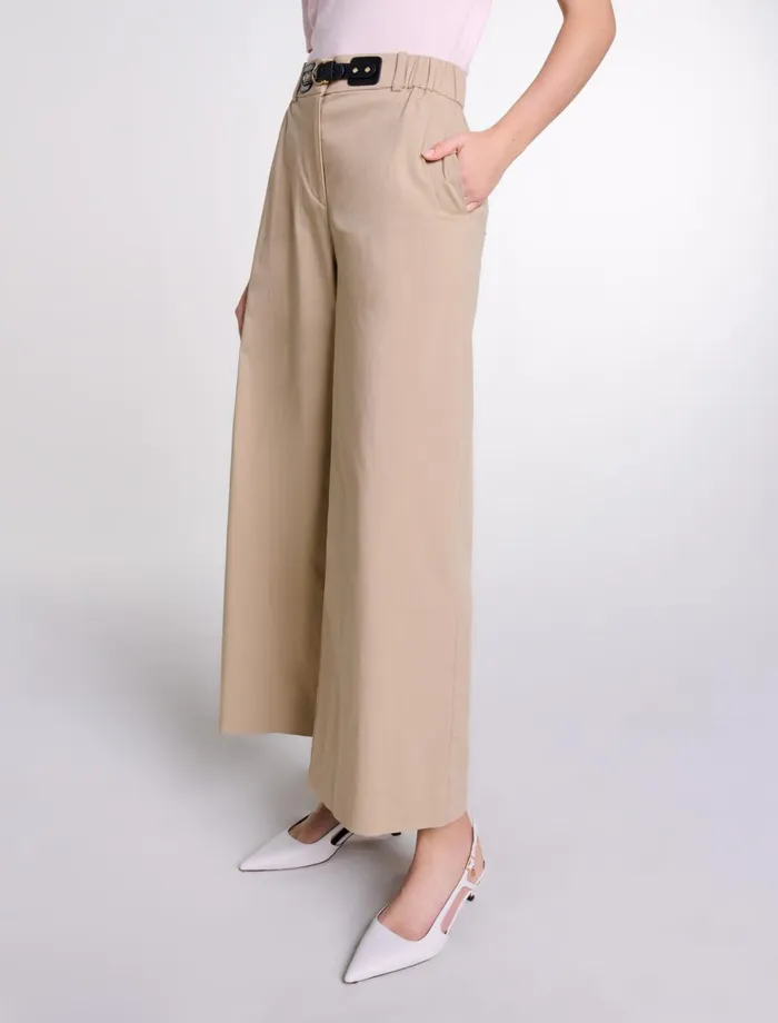 Matching Sets Women Maje WideLeg Cotton Trousers Light Beige