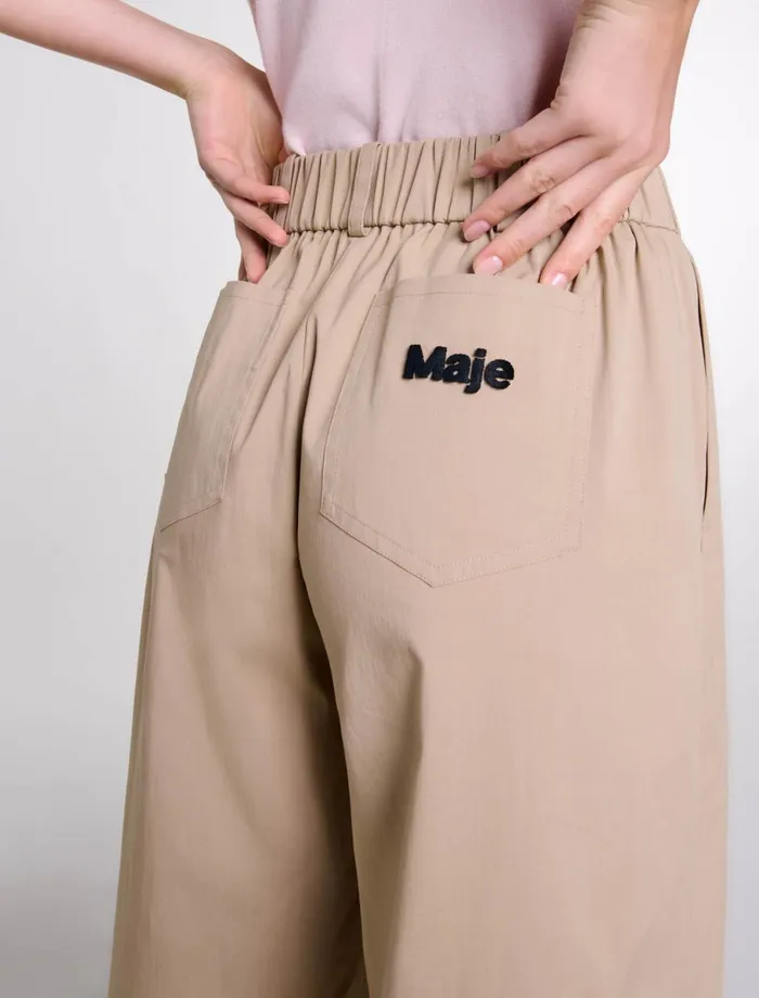 Matching Sets Women Maje WideLeg Cotton Trousers Light Beige