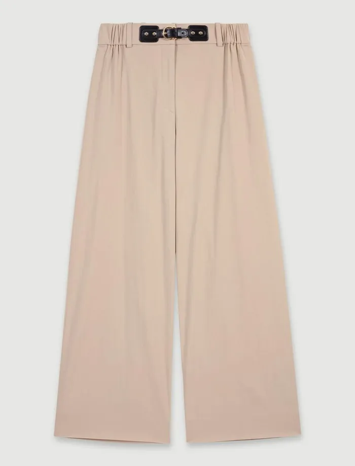 Matching Sets Women Maje WideLeg Cotton Trousers Light Beige