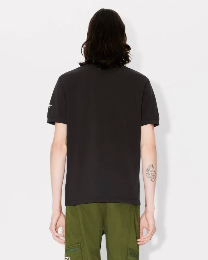 Men 039Boke Flower039 Embroidered Slim Polo In Cotton Black Kenzo Tshirts And Polos