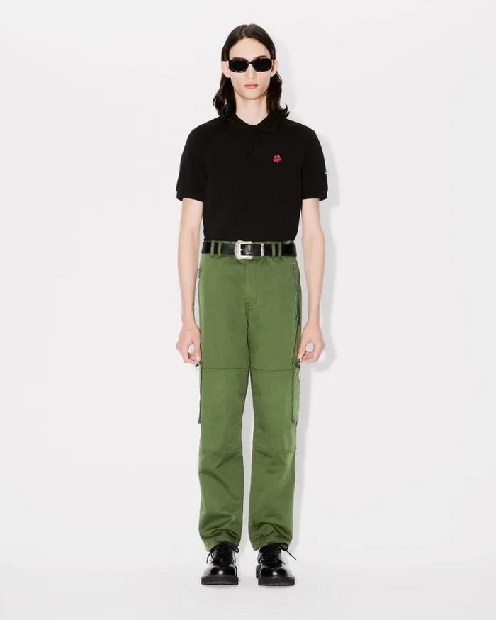 Men 039Boke Flower039 Embroidered Slim Polo In Cotton Black Kenzo Tshirts And Polos