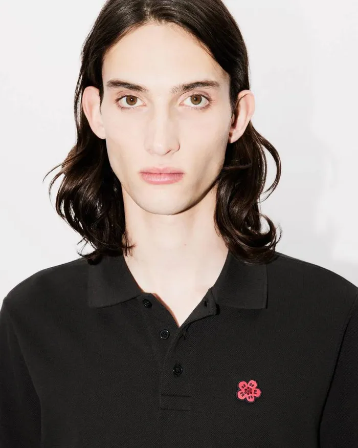 Men 039Boke Flower039 Embroidered Slim Polo In Cotton Black Kenzo Tshirts And Polos