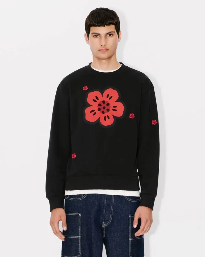 Men 039Boke Flower039 Embroidered Sweatshirt In Cotton Black Kenzo Sweatshirts And Hoodies