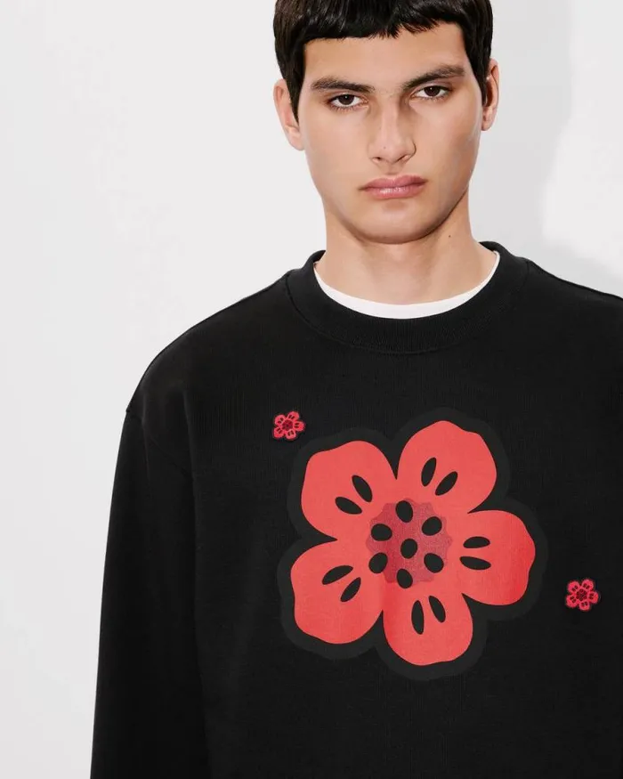 Men 039Boke Flower039 Embroidered Sweatshirt In Cotton Black Kenzo Sweatshirts And Hoodies