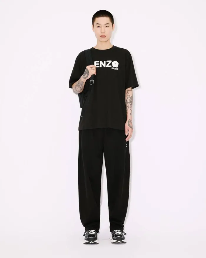 Men 039Boke Flower 20039 Embroidered Straight Jogpants In Cotton Black Kenzo Pants And Shorts