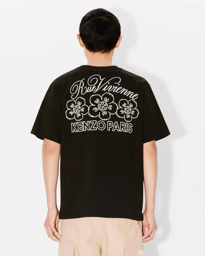 Men 039KENZO Constellation039 Oversized Embroidered Tshirt In Cotton Black Kenzo Tshirts And Polos