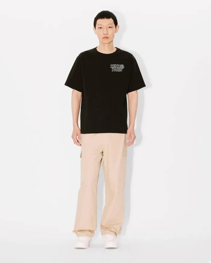 Men 039KENZO Constellation039 Oversized Embroidered Tshirt In Cotton Black Kenzo Tshirts And Polos