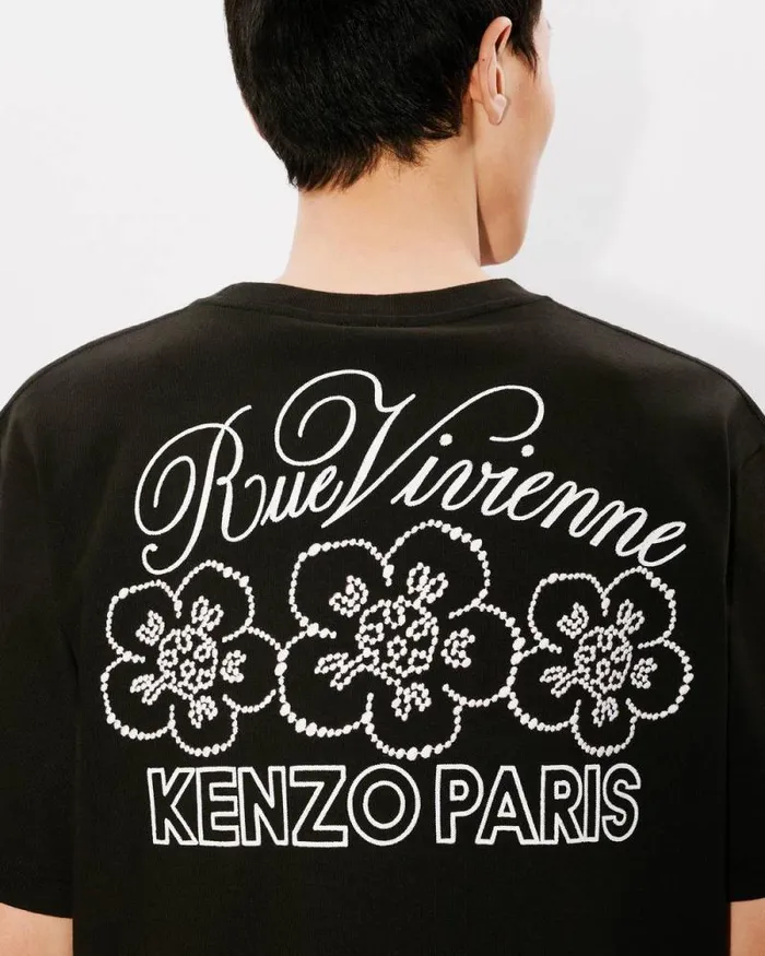 Men 039KENZO Constellation039 Oversized Embroidered Tshirt In Cotton Black Kenzo Tshirts And Polos