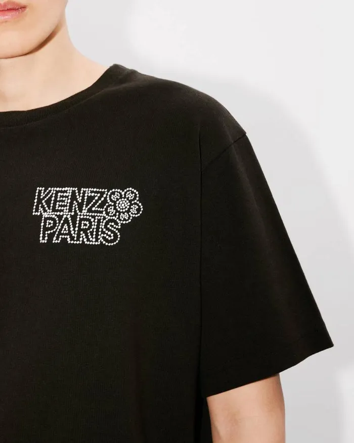 Men 039KENZO Constellation039 Oversized Embroidered Tshirt In Cotton Black Kenzo Tshirts And Polos
