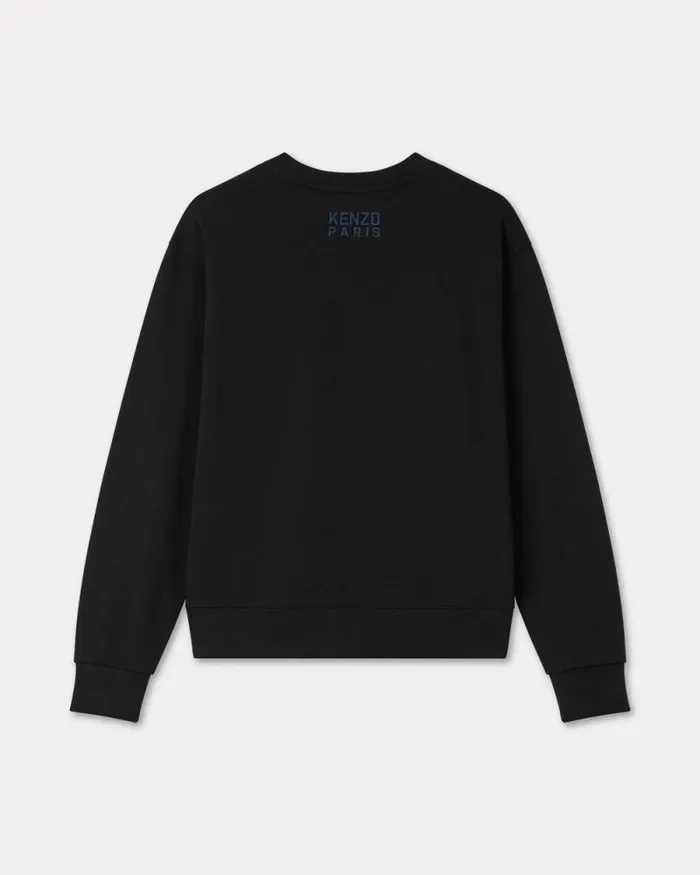 Men 039KENZO Happy Tiger039 Embroidered Sweatshirt In Cotton Black Kenzo Sweatshirts And Hoodies