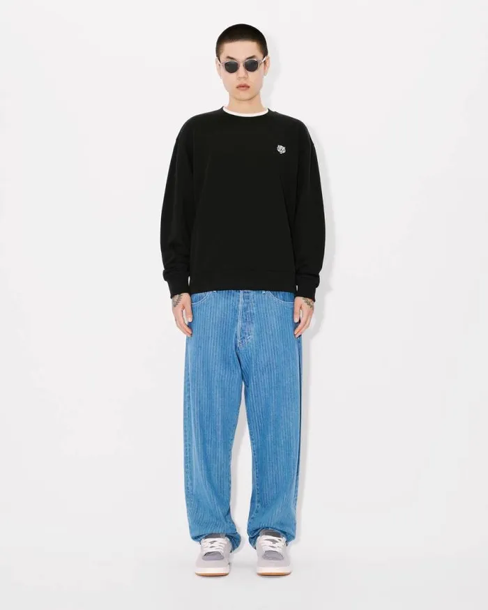 Men 039KENZO Happy Tiger039 Embroidered Sweatshirt In Cotton Black Kenzo Sweatshirts And Hoodies