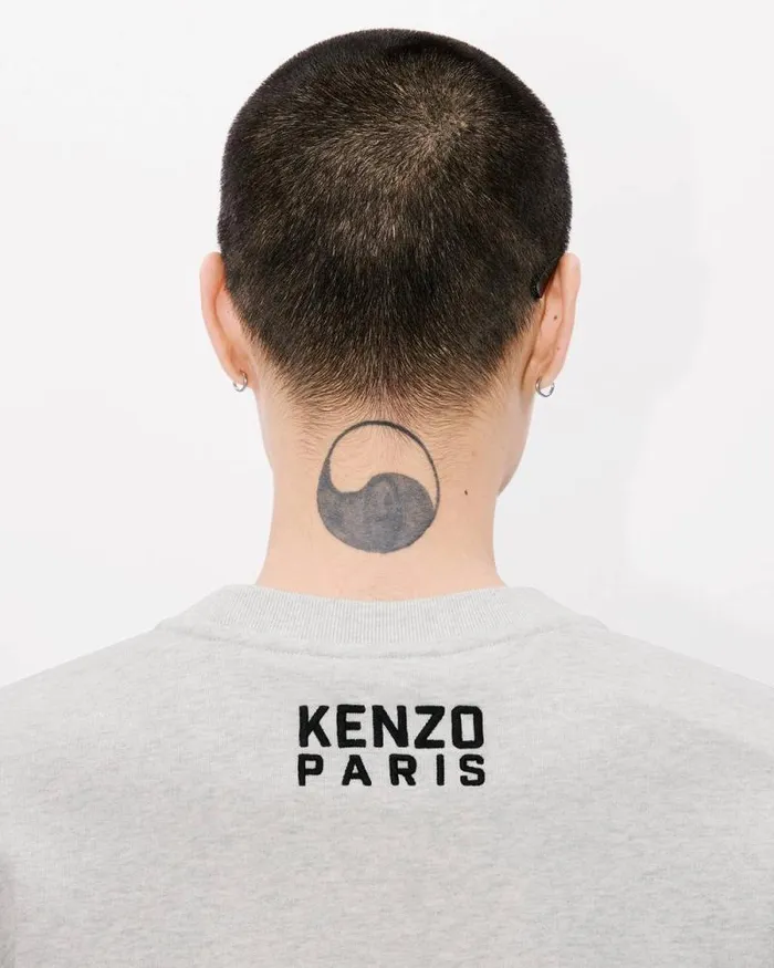 Men 039KENZO Happy Tiger039 Embroidered Sweatshirt In Cotton Pale Grey Kenzo Sweatshirts And Hoodies