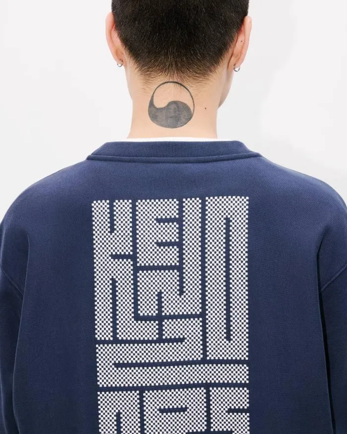 Men 039KENZO Kamon039 Embroidered Sweatshirt In Cotton Midnight Blue Kenzo Sweatshirts And Hoodies