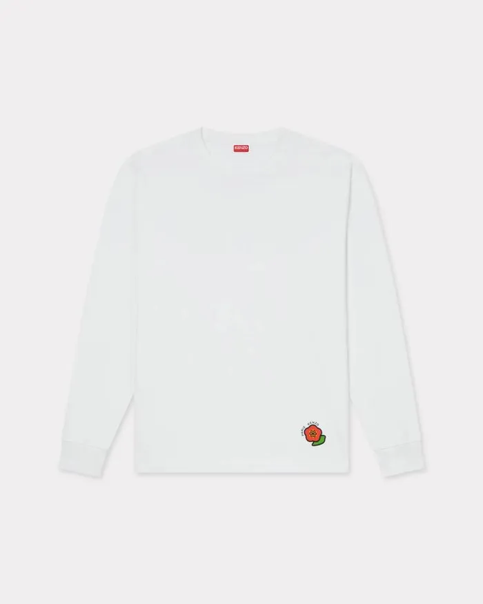 Men 039KENZO Pop039 Long Sleeve Sweatshirt In Cotton Off White Kenzo Tshirts And Polos