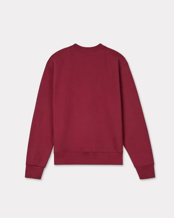 Men 039KENZO Star Tiger039 Embroidered Sweatshirt In Cotton Bordeaux Kenzo Sweatshirts And Hoodies